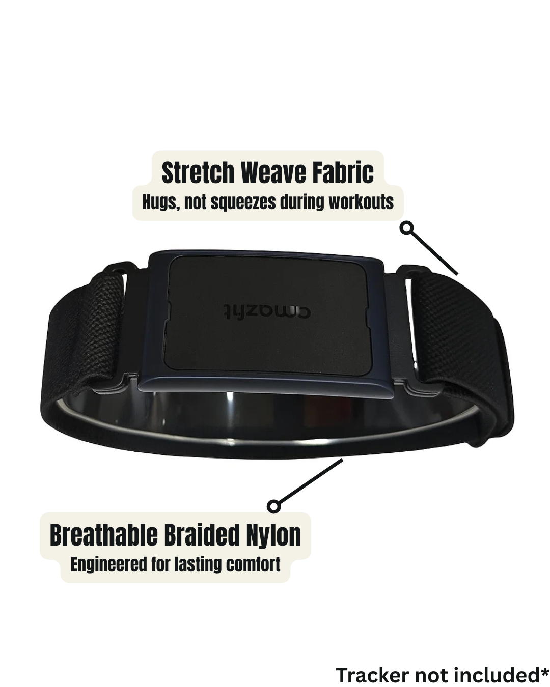 Amazfit Helio Strap Bicep Loop – Extra-Flexible Nylon Band (Onyx Black, 22mm)