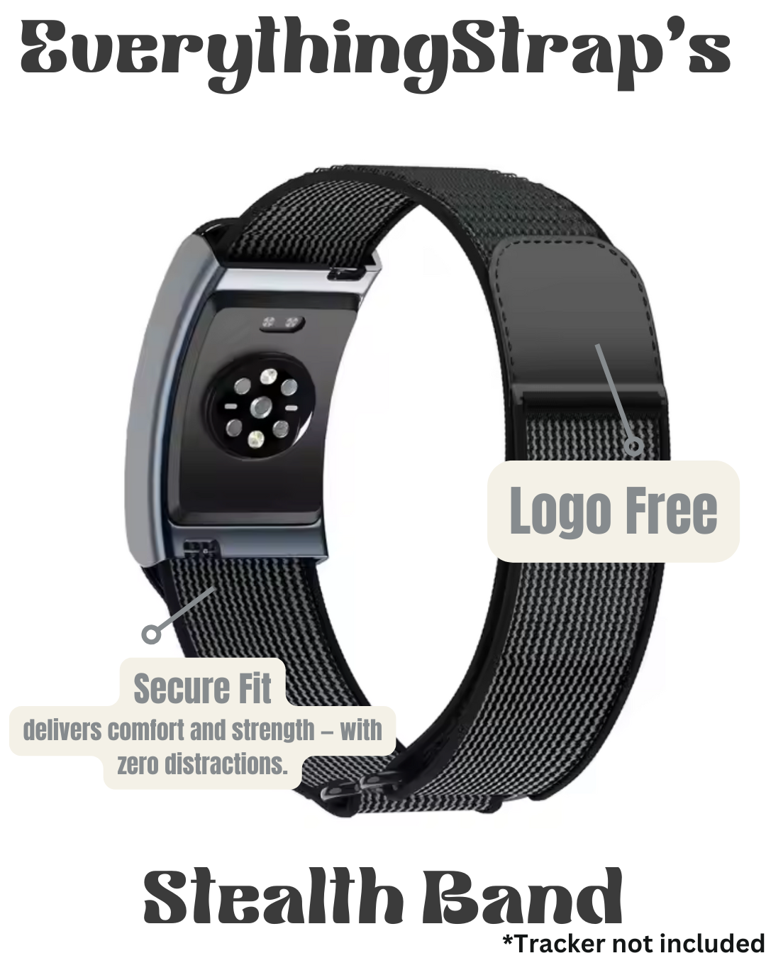 Stealth Band – Logo-Free Braided Nylon Strap for Amazfit Helio (Black, 22 mm)