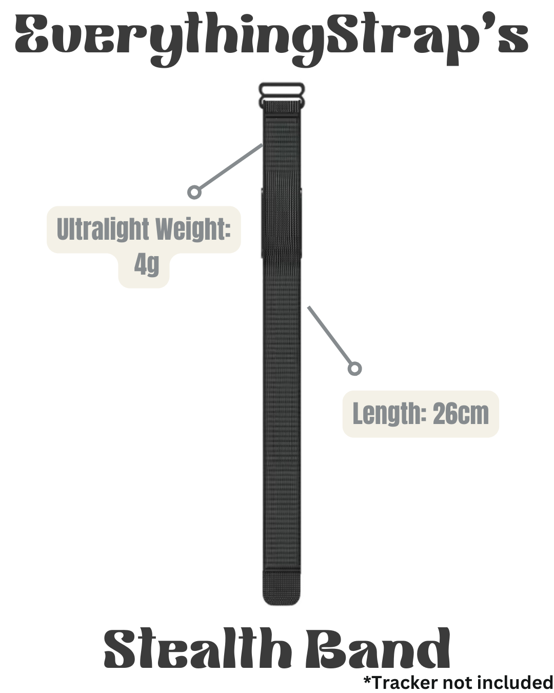 Stealth Band – Logo-Free Braided Nylon Strap for Amazfit Helio (Black, 22 mm)