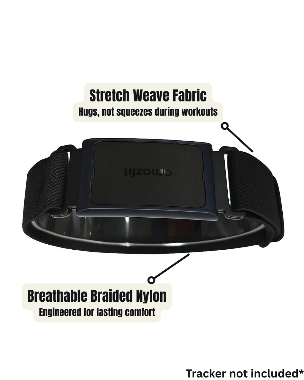 Bicep Loop – Extra-Flexible Nylon Strap for Amazfit Helio (Onyx Black, 22 mm)