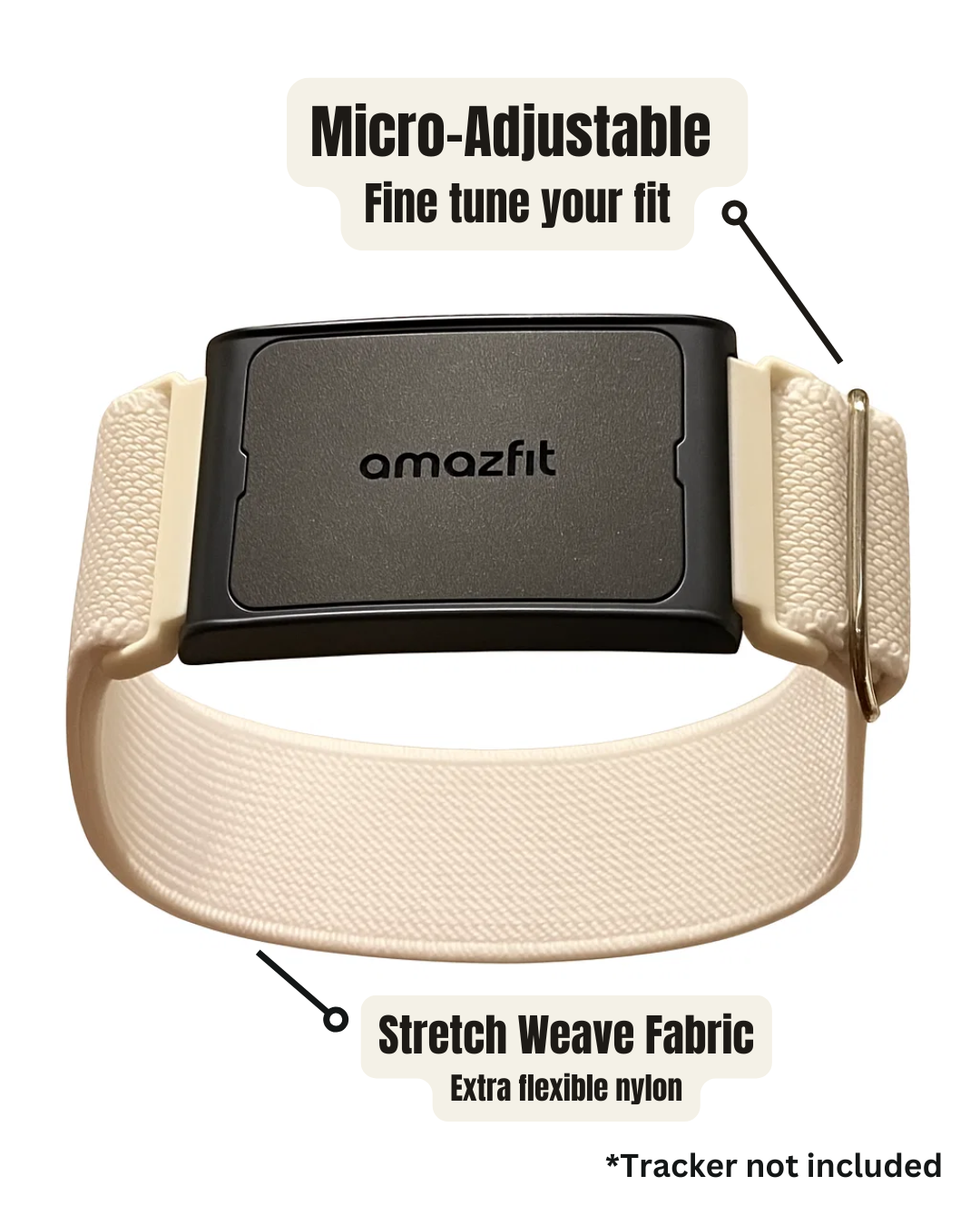 Bicep Loop – Extra-Flexible Nylon Strap for Amazfit Helio (Linen White, 22 mm)
