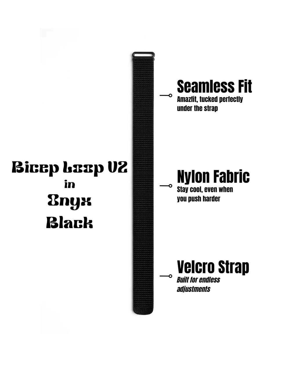 Amazfit Helio Strap Arm/Bicep Band – The Bicep Loop V2 (Onyx Black, 40cm)